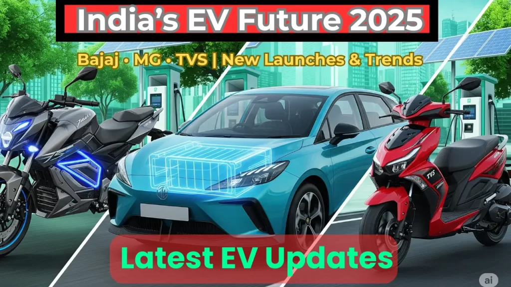 India EV news 2025 – Bajaj electric bikes, MG battery tech, TVS scooter